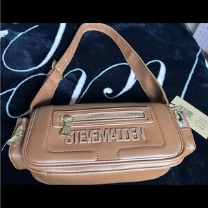 Steve Madden Brown Crossbody Bag with Gold Accents